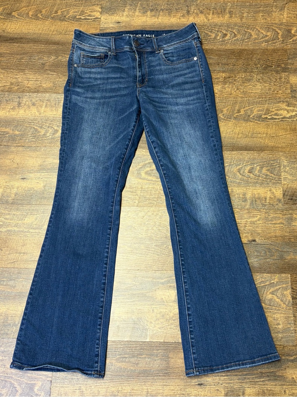 American Eagle Kick Boot Super Stretch Jeans Womens 12 Blue Medium Wash